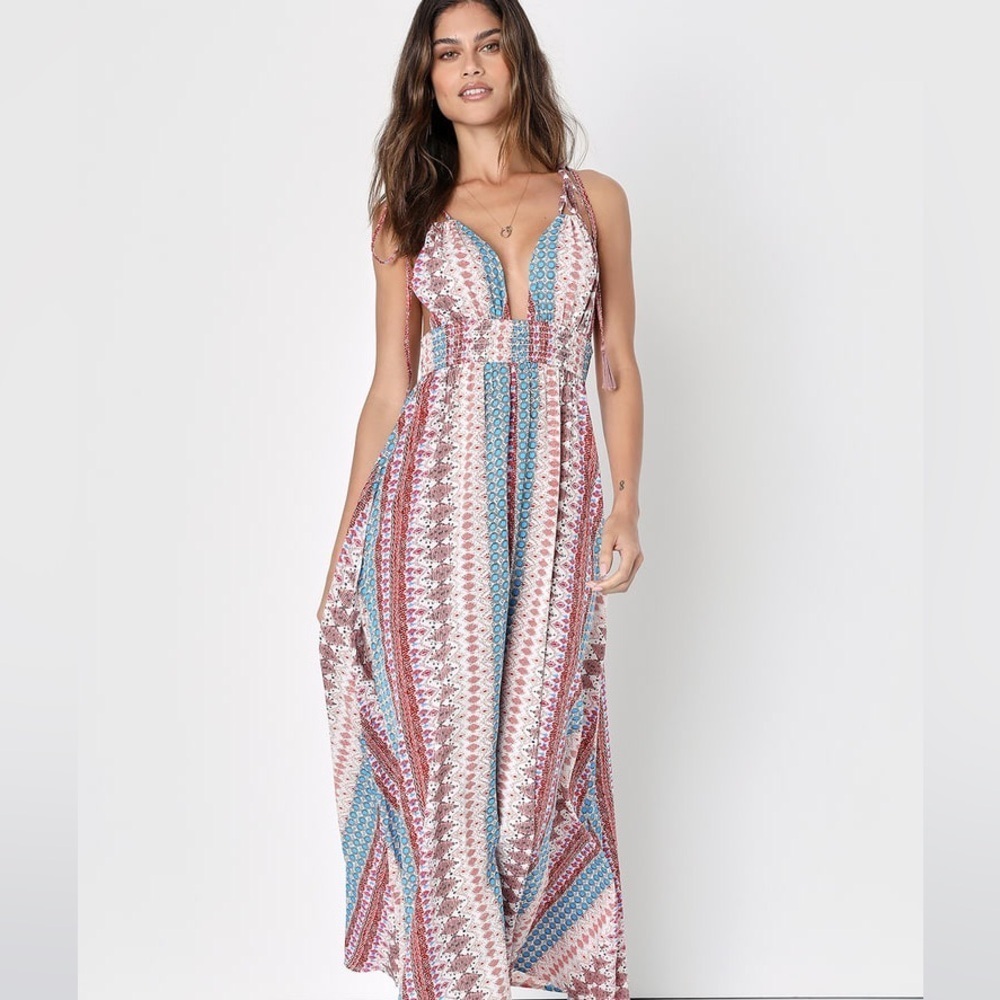 LULU’S maxin relaxin size small maxi dress bohemian print